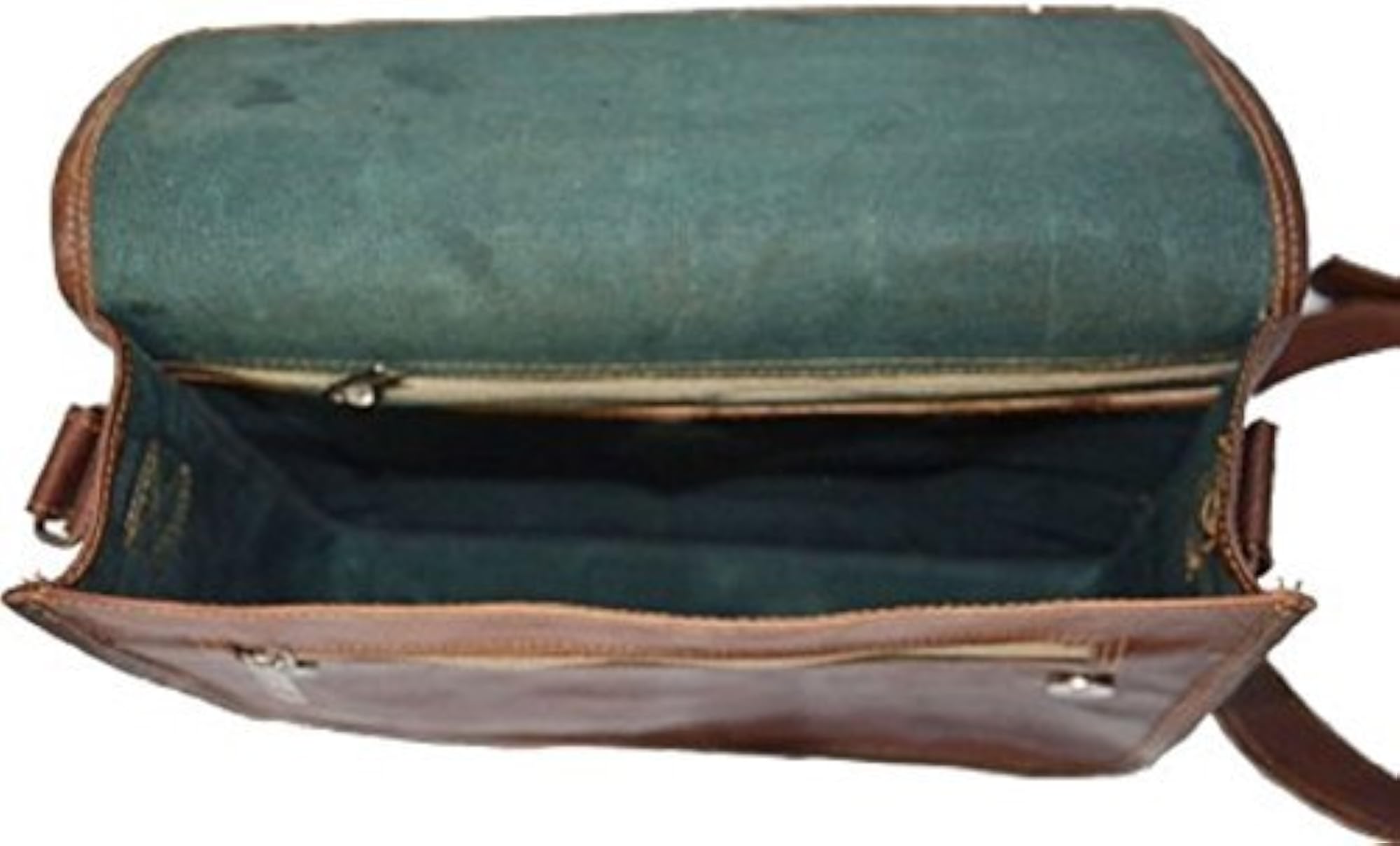 Brown Handmade Genuine Leather Half Flap Crossover Messenger Bag